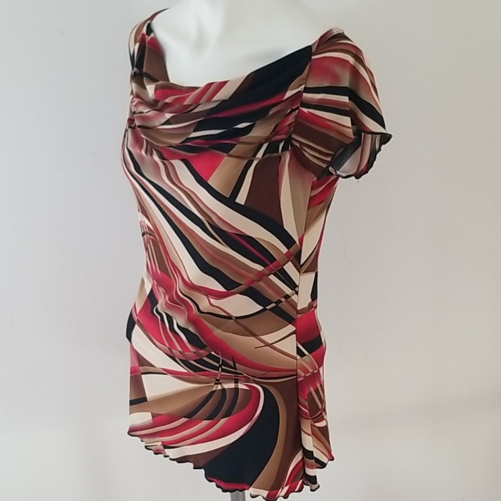 Susan Laurence Retro 90s Geometric multicolore Top